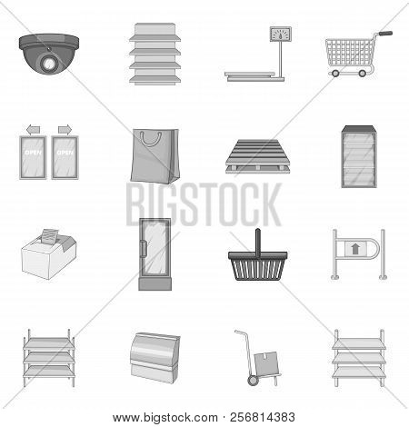 Supermarket Icons Set In Monochrome Style Isolated On White Background