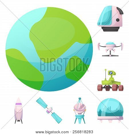 Vector Illustration Of Mars And Space Logo. Set Of Mars And Planet Vector Icon For Stock.