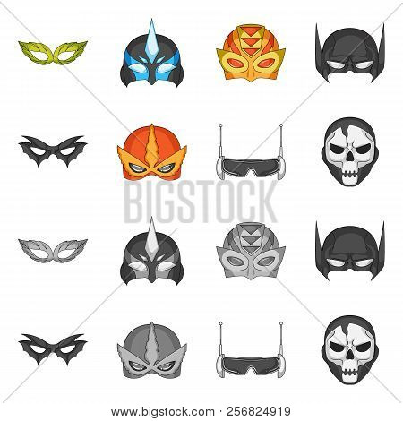 Vector Illustration Of Hero And Mask Symbol. Set Of Hero And Superhero Stock Symbol For Web.