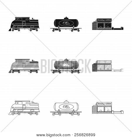 Vector Illustration Of Train And Station Logo. Collection Of Train And Ticket Stock Symbol For Web.