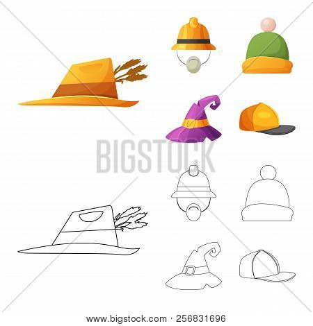 Isolated Object Of Headwear And Cap Icon. Collection Of Headwear And Accessory Stock Vector Illustra