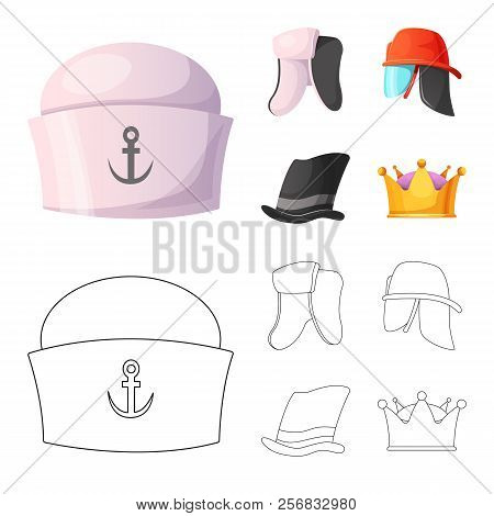 Vector Illustration Of Headwear And Cap Symbol. Collection Of Headwear And Accessory Stock Vector Il