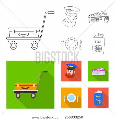 Vector Design Of Airport And Airplane Icon. Set Of Airport And Plane Vector Icon For Stock.