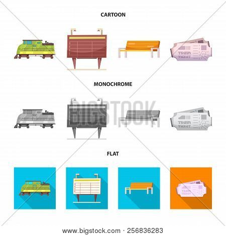 Vector Design Of Train And Station Logo. Set Of Train And Ticket Vector Icon For Stock.
