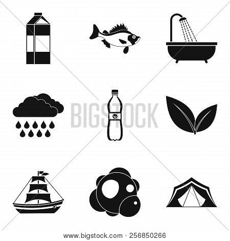 Fluid Power System Icons Set. Simple Set Of 9 Fluid Power System Icons For Web Isolated On White Bac