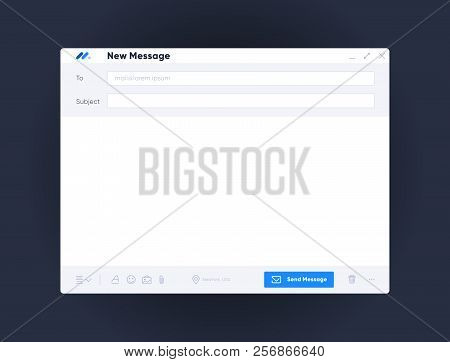 Email Message Interface With Send Form With Blank Form Mail Page, User Interface Web Panel Send Vect