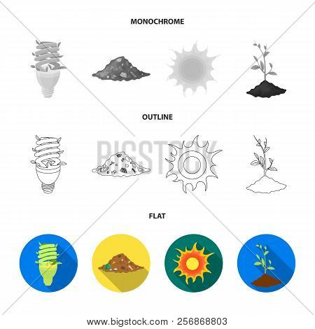 An Ecological Lamp, The Sun, A Garbage Dump, A Sprout From The Earth.bio And Ecology Set Collection 