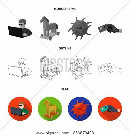 Hacker, Hacking, System, Internet .hackers And Hacking Set Collection Icons In Flat, Outline, Monoch