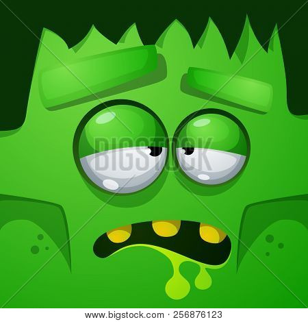 Frankenstein Characters. Halloween Face Illustration. Vector Eps 10
