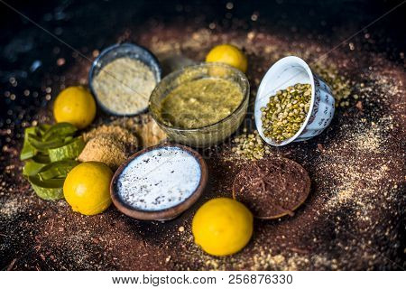 Ayurvedic Face Pack Or Ubtan Of Moong Dal Or Green Lentil Or Mung Dal With Lemon,dried Orange Peel P