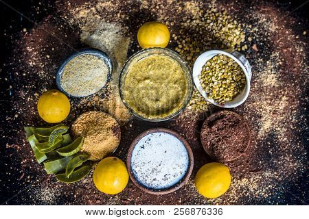 Ayurvedic Face Pack Or Ubtan Of Moong Dal Or Green Lentil Or Mung Dal With Lemon,dried Orange Peel P