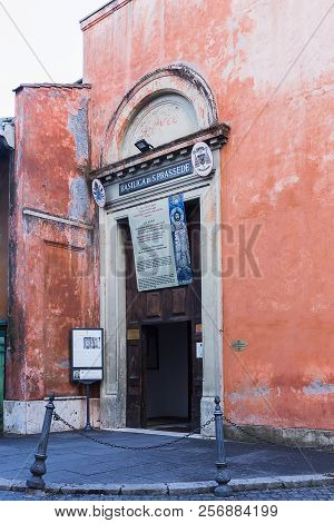 Rome, Italy -march 19, 2018: Entrance In Santa Prassede (the Basilica Of Saint Praxedes), The Most F