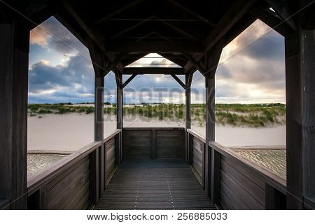 Viewpoint On Artificial Dunes Along The Dutch Coast Near The Coastal Town Of Petten