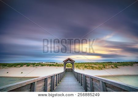 Viewpoint On Artificial Dunes Along The Dutch Coast Near The Coastal Town Of Petten