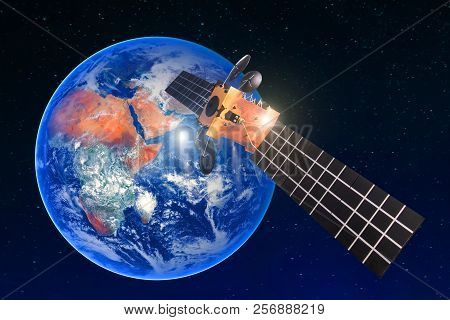 Satellite Telecommunication Connection, Transmits Radio Communication On The Geostationary Orbit Of 