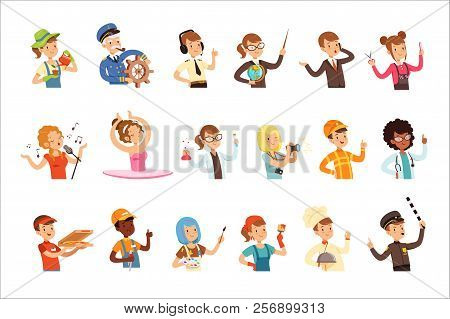 Young Men And Women Of Different Professions Set, People Avatars Collection Colorful Vector Illustra