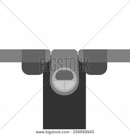 Electric Scooter Top View In Flat Style.
