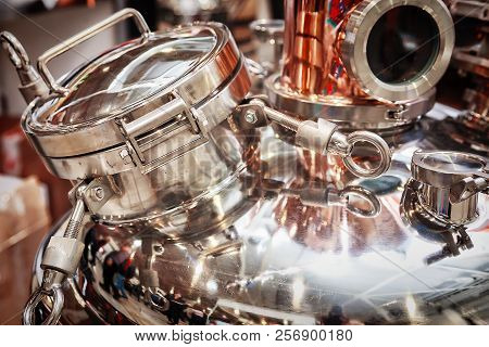 Fragment Of Copper Alembic For Making Alcohol