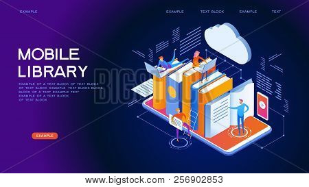 Mobile Web Library. Technology And Literature. Digital Ibrary Web Banner. People Interact With Digit
