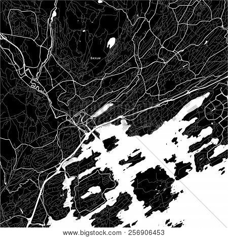 Area Map Of Bærum, Norway. Dark Background Version For Infographic And Marketing Projects.