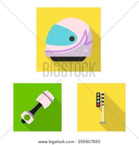 Isolated Object Of Car And Rally Icon. Collection Of Car And Race Vector Icon For Stock.