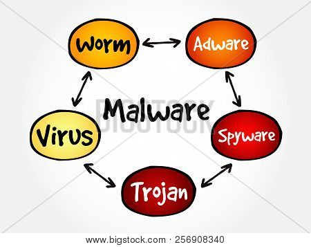 Malware Mind Map Flowchart Business Technology Concept For Presentations And Reports