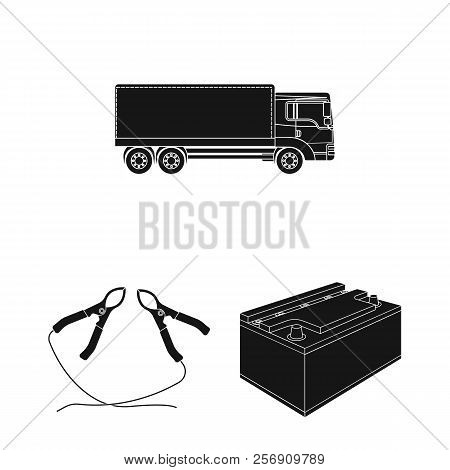 Car, Lift, Pump And Other Equipment Black Icons In Set Collection For Design. Car Maintenance Statio
