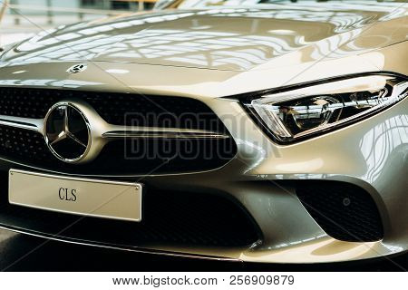 Berlin, August 29, 2018: A Close-up Of The New Silver Mercedes-benz Cls
