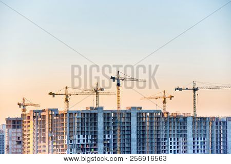 Construction Site With Buildind Cranes