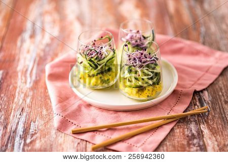 Tasty Salad Of Raw Vegetables With Soy Rachets
