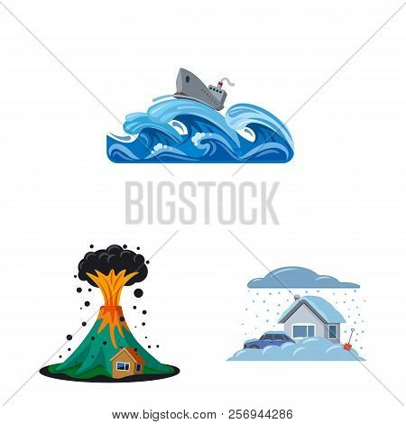 Isolated Object Of Natural And Disaster Logo. Collection Of Natural And Risk Vector Icon For Stock.