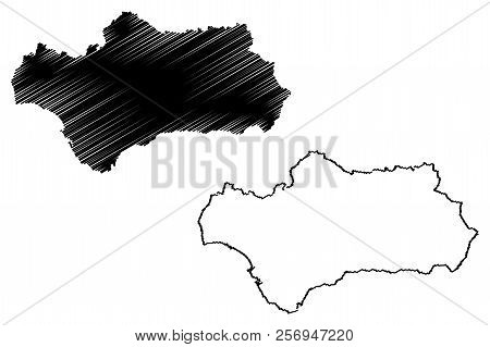 Andalusia (kingdom Of Spain, Autonomous Community) Map Vector Illustration, Scribble Sketch Andalusi