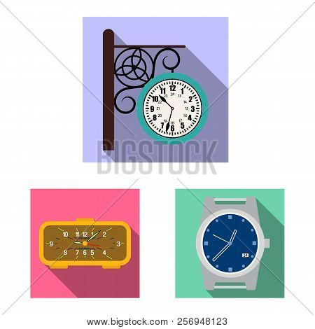 Vector Design Of Clock And Time Icon. Set Of Clock And Circle Stock Vector Illustration.