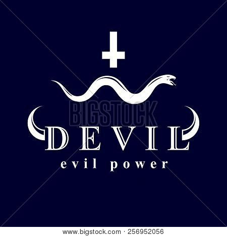 Vector Poisonous Snake Created With A Religious Cross Symbol. Antichrist Graphic Vector Illustration