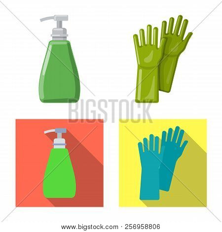 Vector Illustration Of Cleaning And Service Symbol. Set Of Cleaning And Household Vector Icon For St