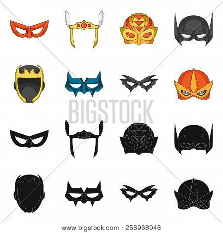 Vector Illustration Of Hero And Mask Logo. Set Of Hero And Superhero Vector Icon For Stock.