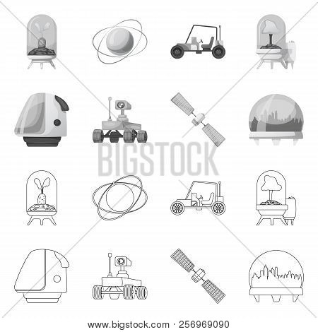 Isolated Object Of Mars And Space Icon. Set Of Mars And Planet Vector Icon For Stock.