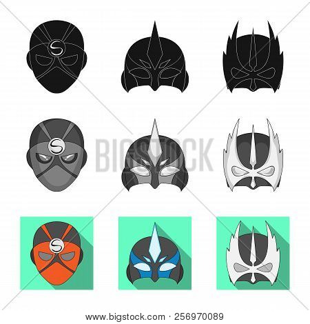Vector Design Of Hero And Mask Sign. Set Of Hero And Superhero Vector Icon For Stock.