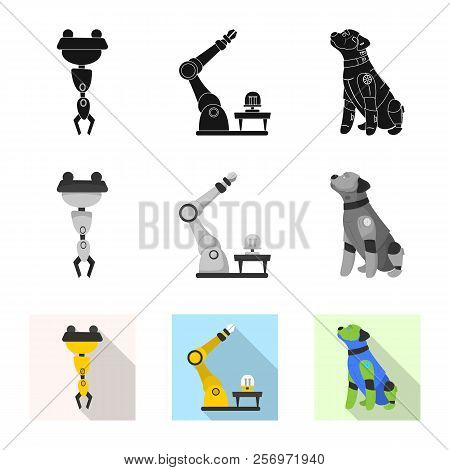 Isolated Object Of Robot And Factory Icon. Set Of Robot And Space Vector Icon For Stock.