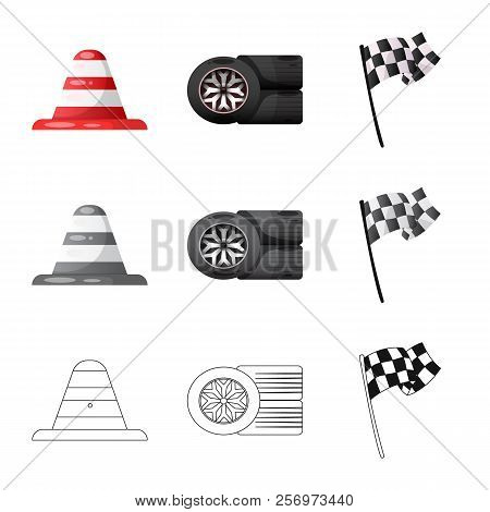 Vector Illustration Of Car And Rally Icon. Set Of Car And Race Stock Vector Illustration.