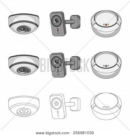 Isolated Object Of Cctv And Camera Logo. Set Of Cctv And System Stock Symbol For Web.