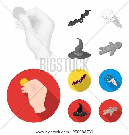 Focus With A Coin, A Bat, A Mage S Hat, A Lightning-fast Spell.black And White Magic Set Collection 