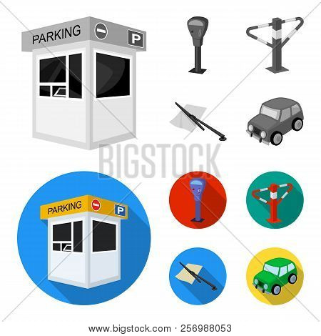 A Parking Lot, A Parking Meter, A Check For Services, A Barrier. Parking Zone Set Collection Icons I