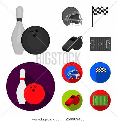 Bowl And Bowling Pin For Bowling, Protective Helmet For Playing Baseball, Checkbox, Referee, Whistle