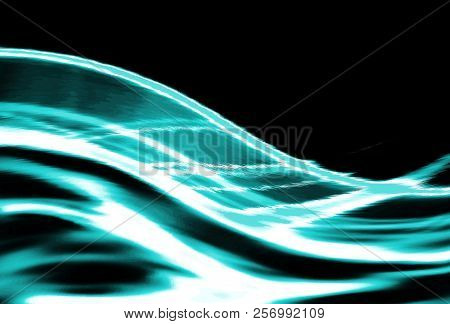 Frozen Cyan Blue Abstract Waves Curves Modern Design Background