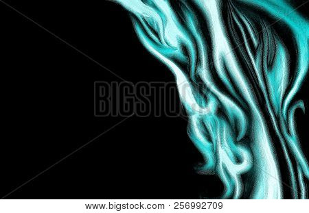 Fantasy Vivid Icy Blue Spiral Decorative Corner Side Decor Design Frame On Black Background
