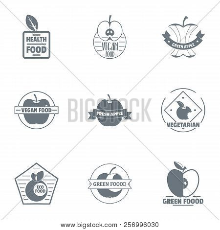 Vegan Food Logo Set. Simple Set Of 9 Vegan Food Logo For Web Isolated On White Background