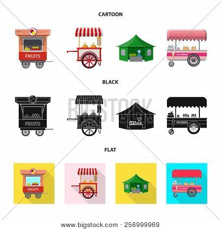 Vector Illustration Of Market And Exterior Symbol. Set Of Market And Food Stock Vector Illustration.