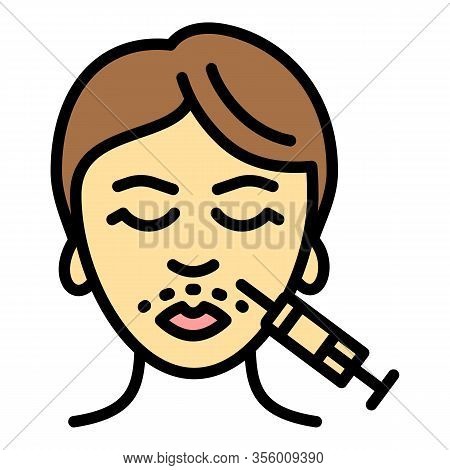 Lifting Syringe Face Icon. Outline Lifting Syringe Face Vector Icon For Web Design Isolated On White