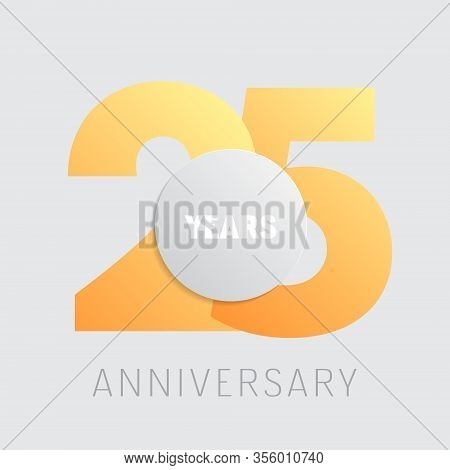 25 Years Anniversary Vector Icon, Logo. Square Graphic Design Element With Golden Color Number